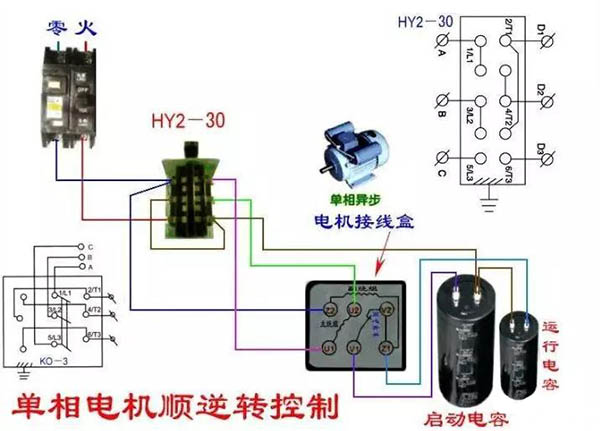 單相電機(jī)正反轉(zhuǎn)接線圖